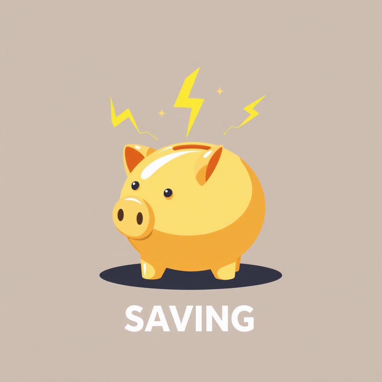 Illustration of a golden piggy bank representing electricity savings
